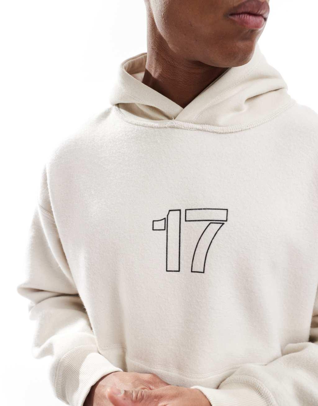 Bershka relentless back graphic hoodie in chocolate  Product Image