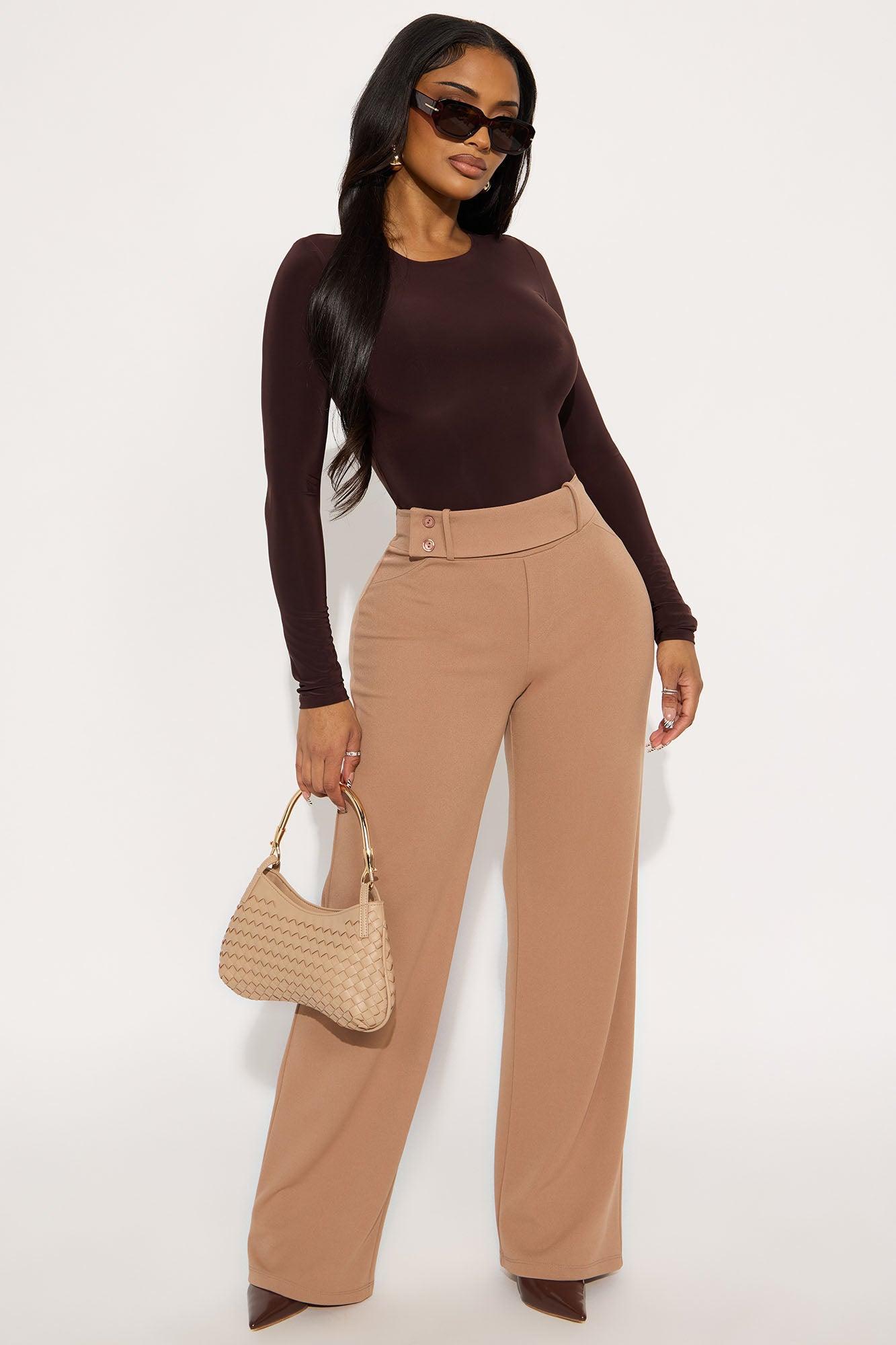 Breezy Double Lined Long Sleeve Bodysuit - Chocolate Product Image
