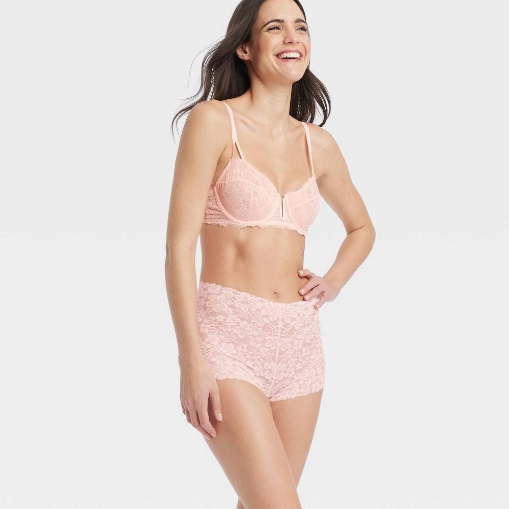 Women's Allover Lace Boy Shorts Underwear - Auden™ Casual M: Mid Rise, Lightweight, Cotton Gusset Product Image