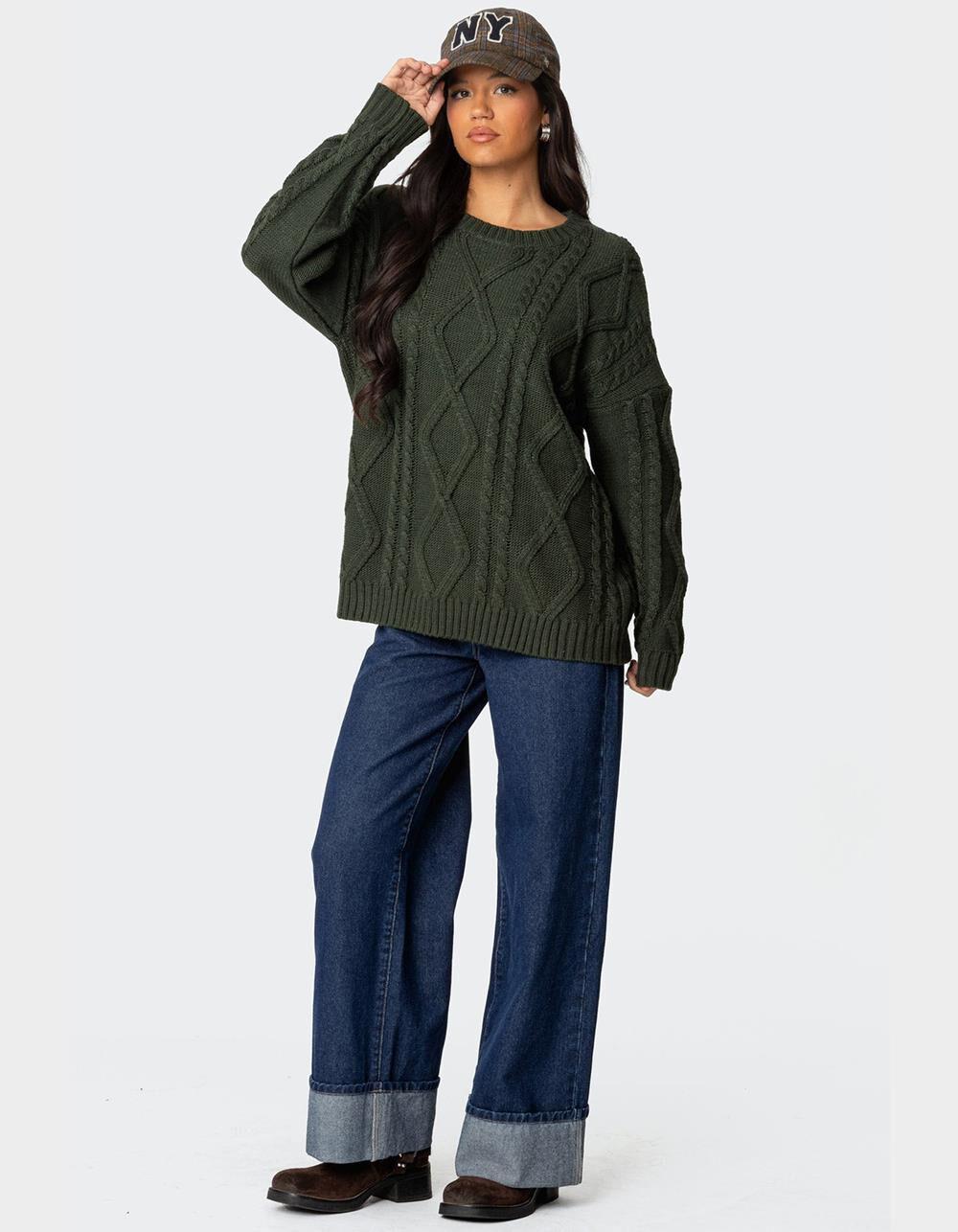 EDIKTED Kennedy Oversized Cable Knit Sweater Product Image