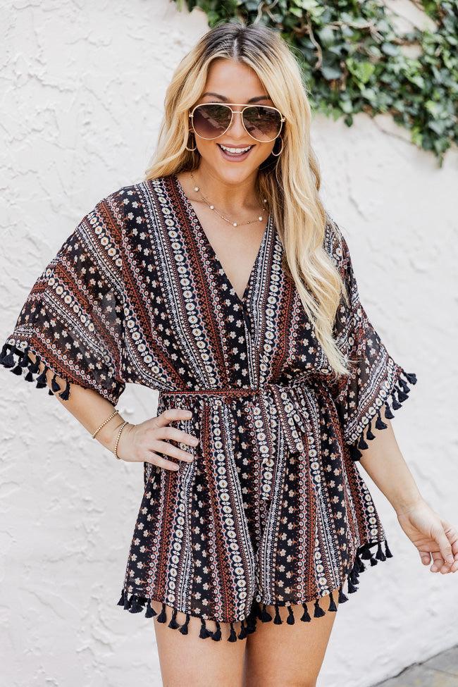 A Fair Deal Printed Tassel Romper FINAL SALE Product Image