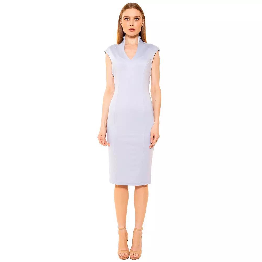 Women's ALEXIA ADMOR Katrina Splitneck Ponte Sheath Dress, Size: Large, Halogen Blue Product Image