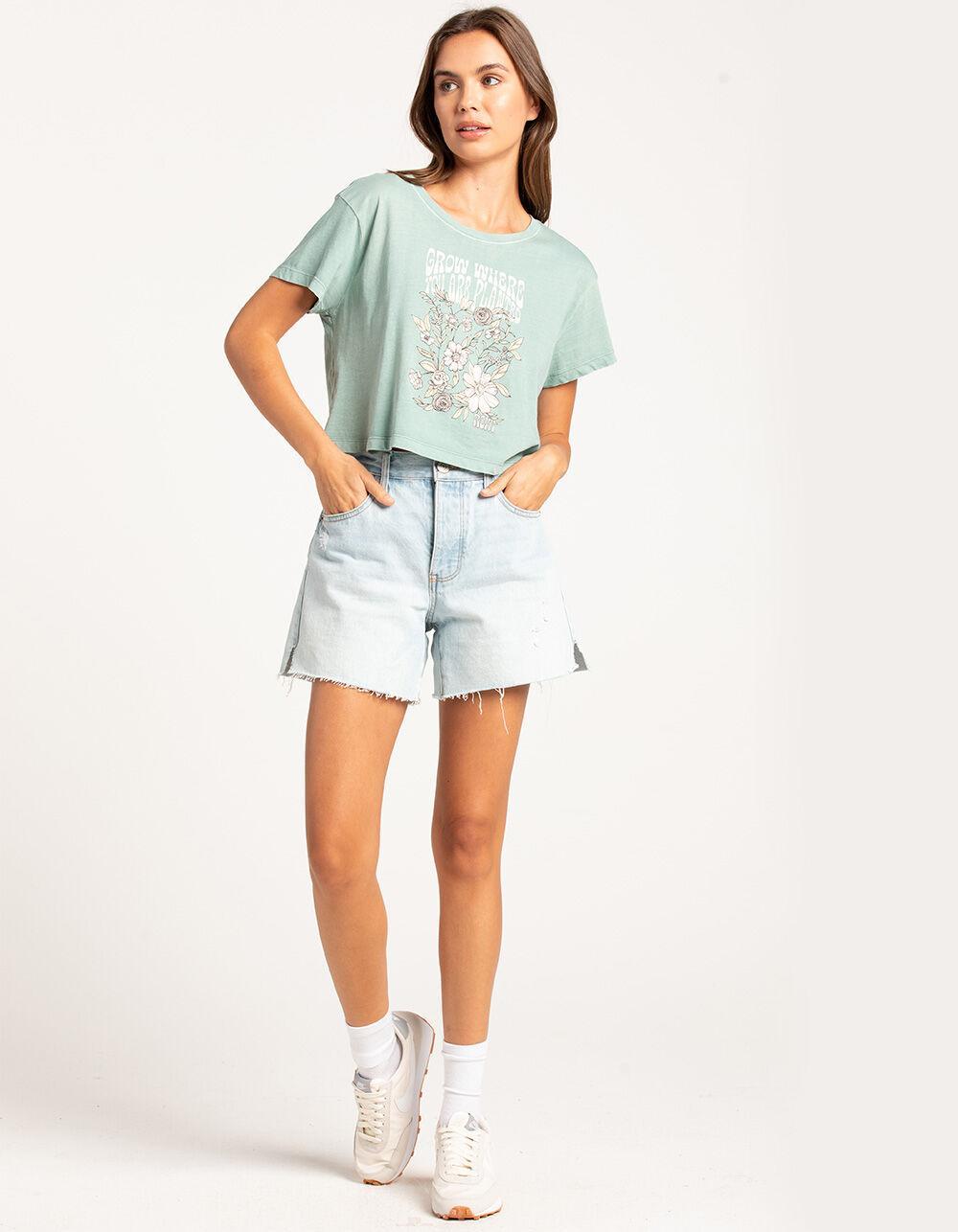 ROXY Grow Where Planted Womens Crop Boyfriend Tee - LAGOON Product Image