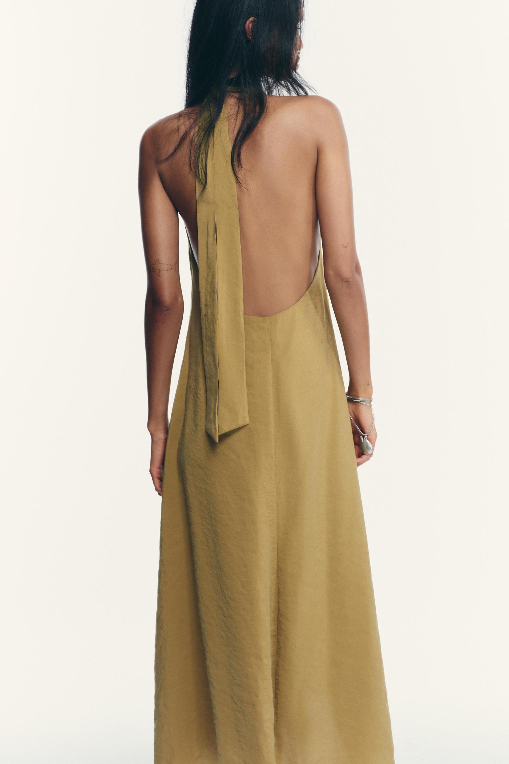FLOWY HALTER MIDI DRESS Product Image