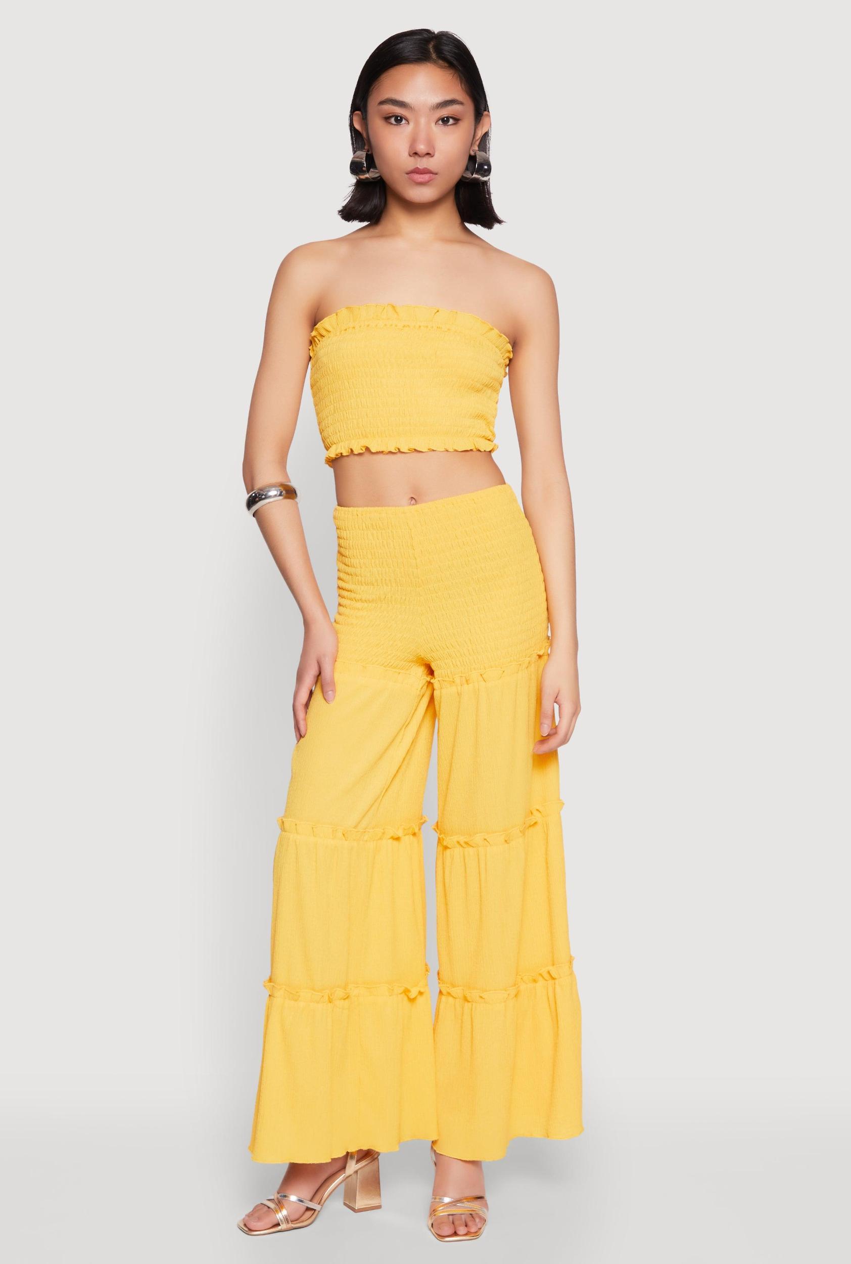 Womens Ruffle Hem Smocked Tube Top Product Image
