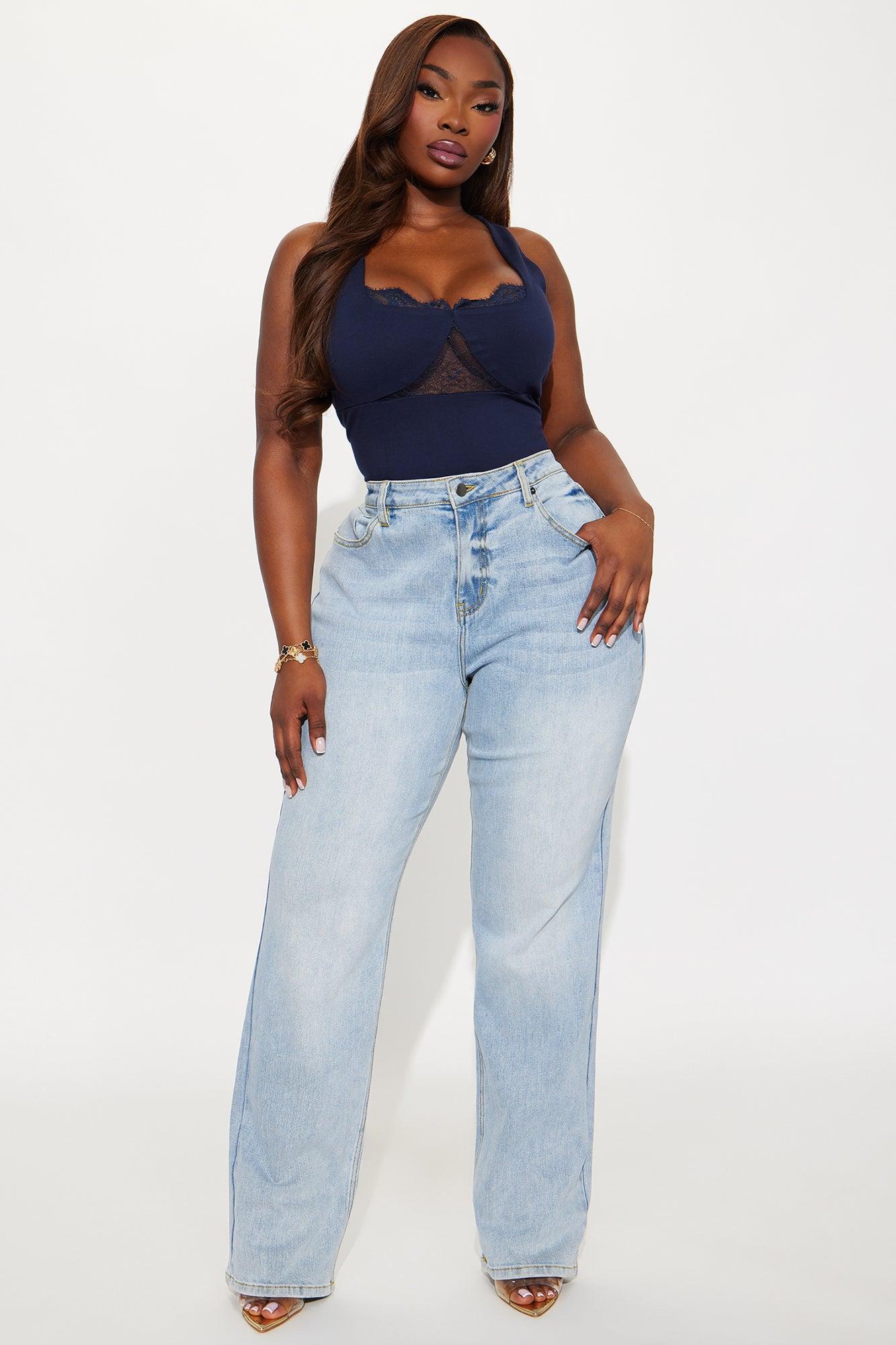 Verity Lace Trim Ponte Bodysuit - Navy Product Image