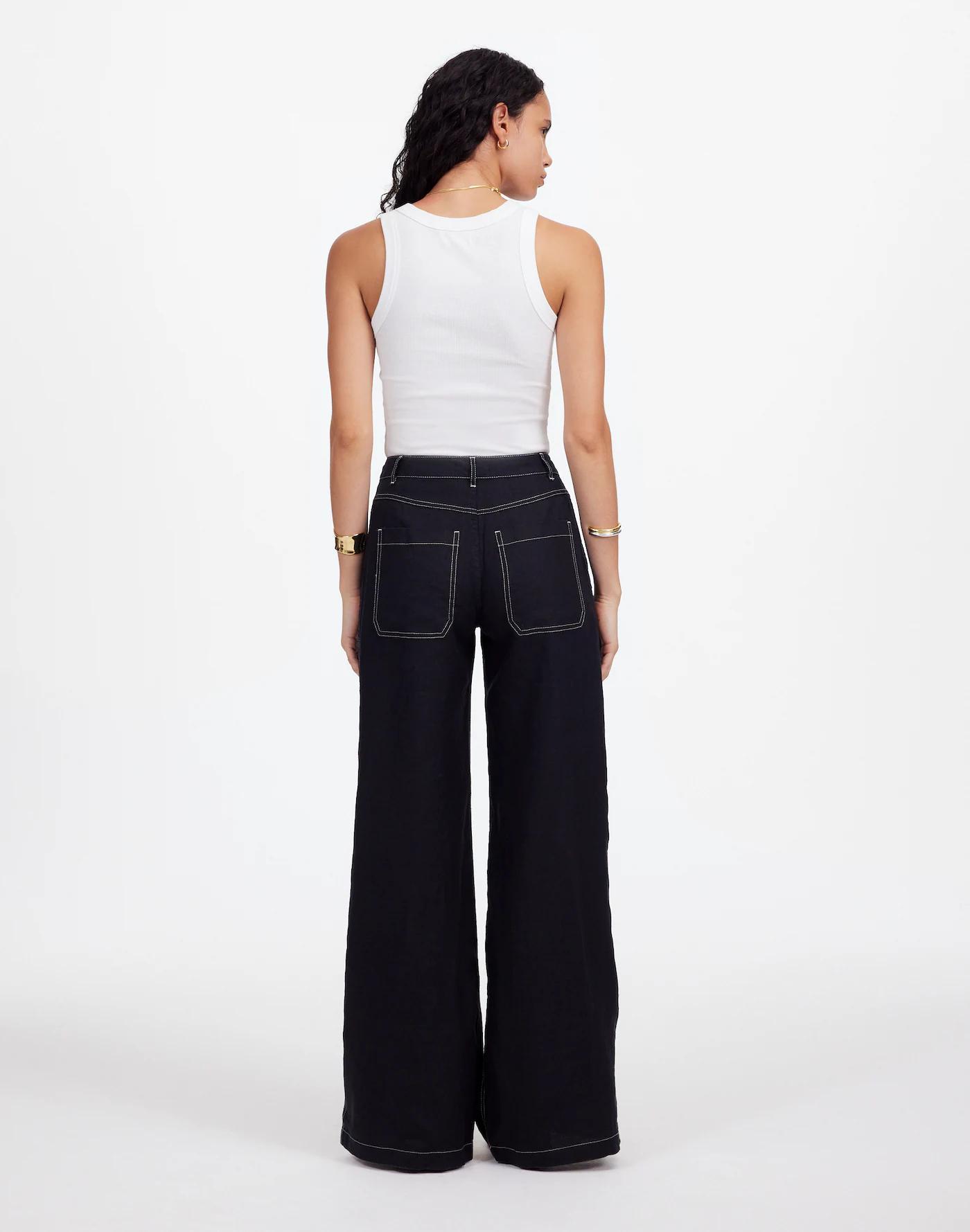 The Zoe Relaxed Wide Pant in 100% Linen Product Image