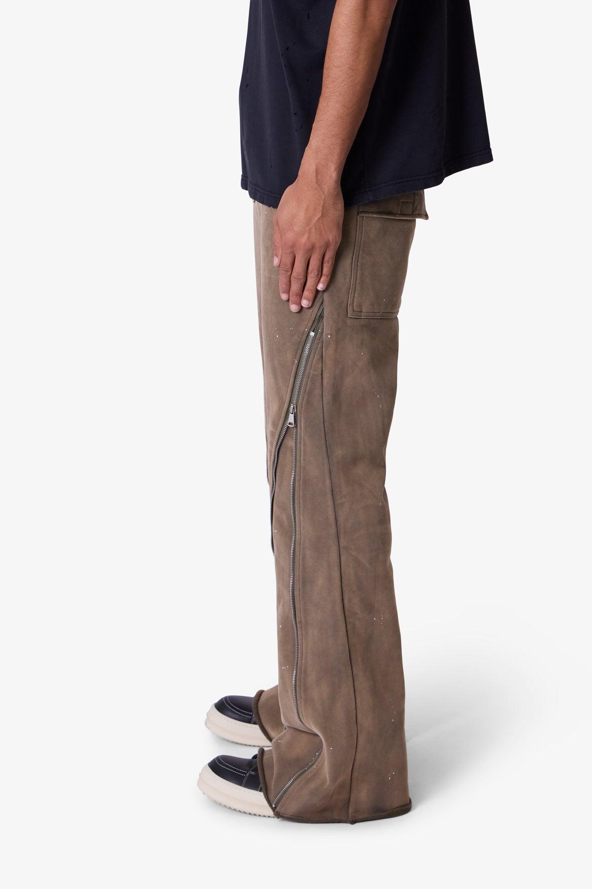 Zipper Flare Sweatpants - Olive Product Image