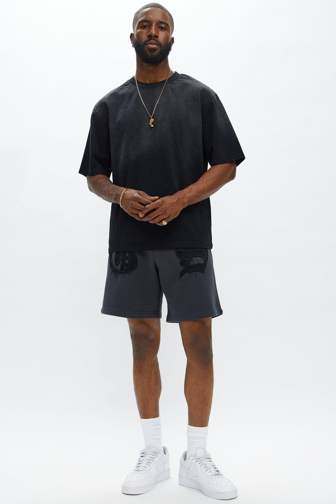 Tyson Relaxed Hit Up Applique Shorts - Charcoal Product Image