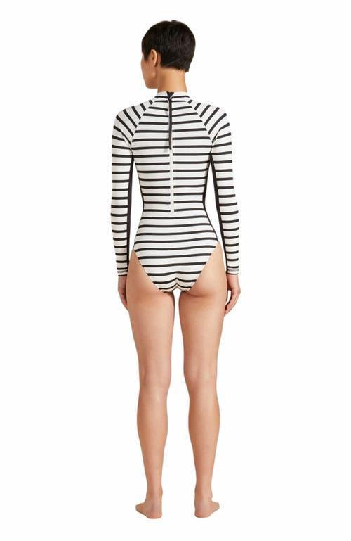 Striped Rashguard One-Piece Swimsuit Product Image