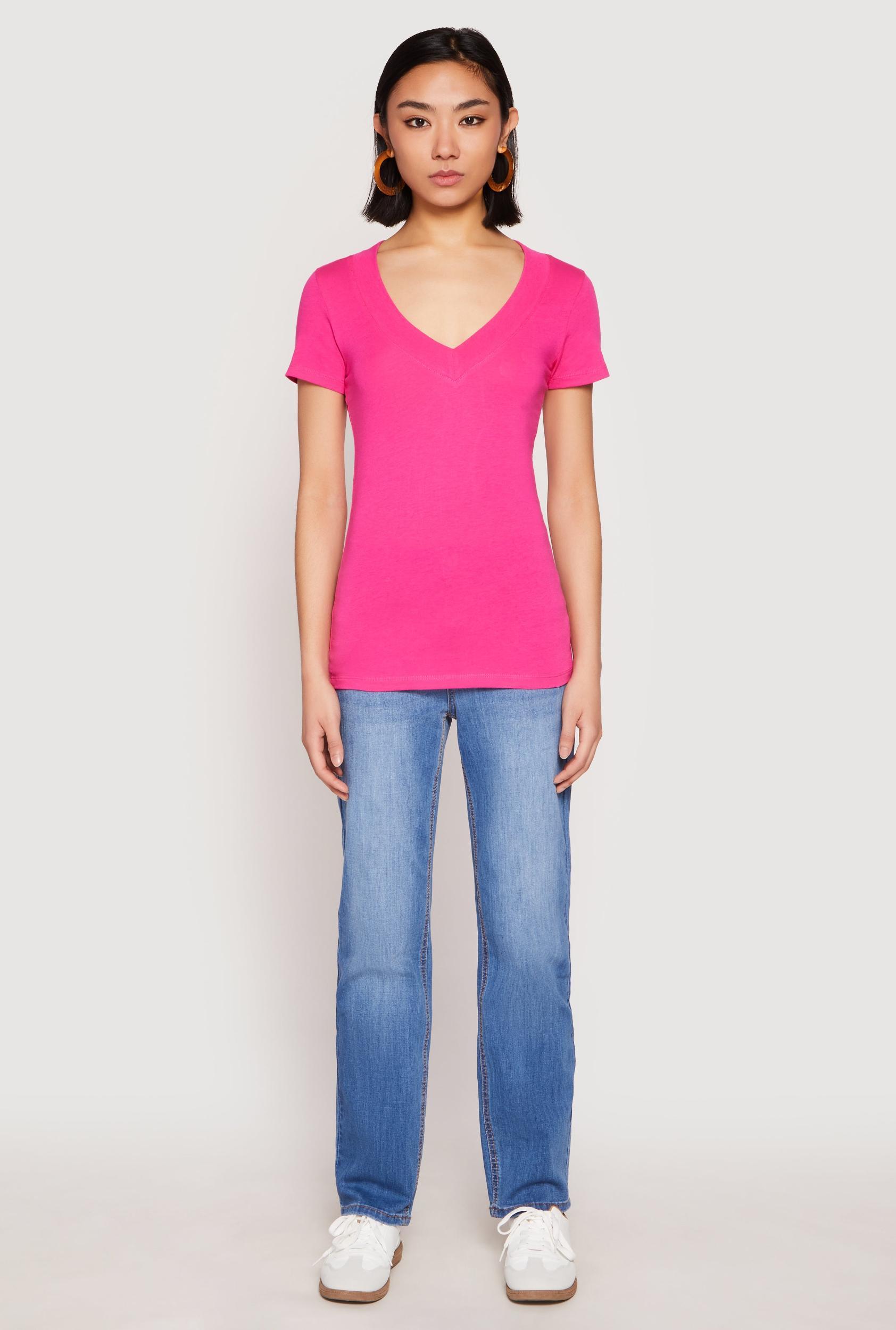 Womens Short Sleeve V Neck T Shirt Product Image