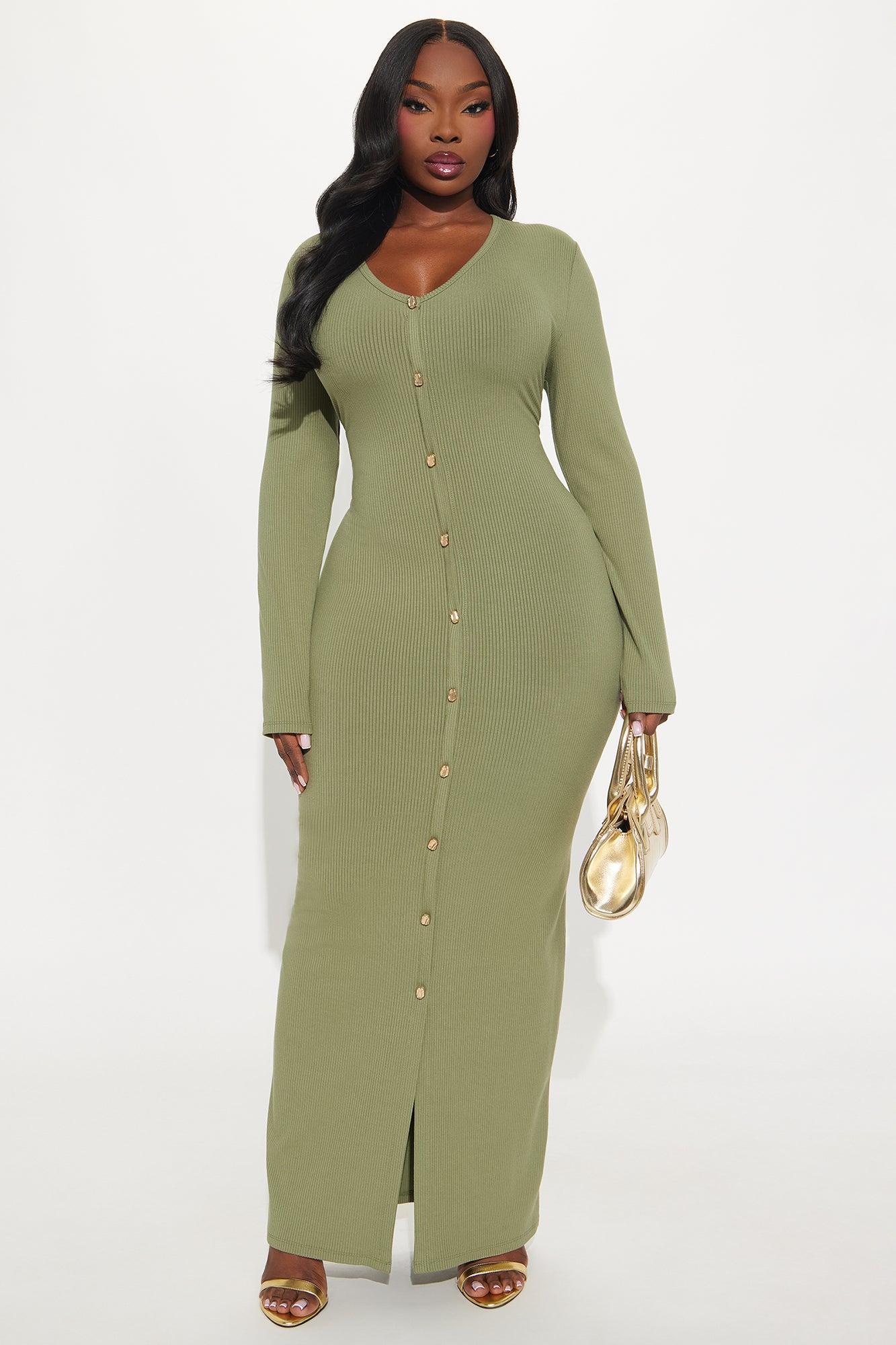 Weekend Vibin' Ribbed Maxi Dress - Olive Product Image