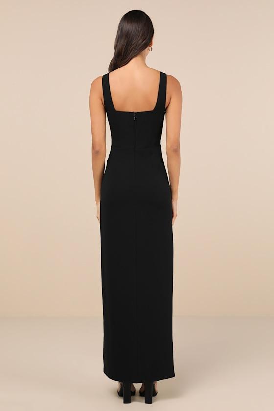 Glamorous Disposition Black Ruched Maxi Dress Product Image