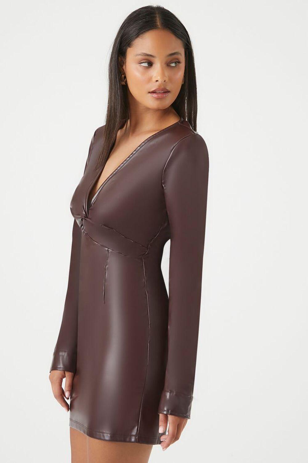 Faux Leather Twist-Front Mini Dress | Forever 21 Product Image