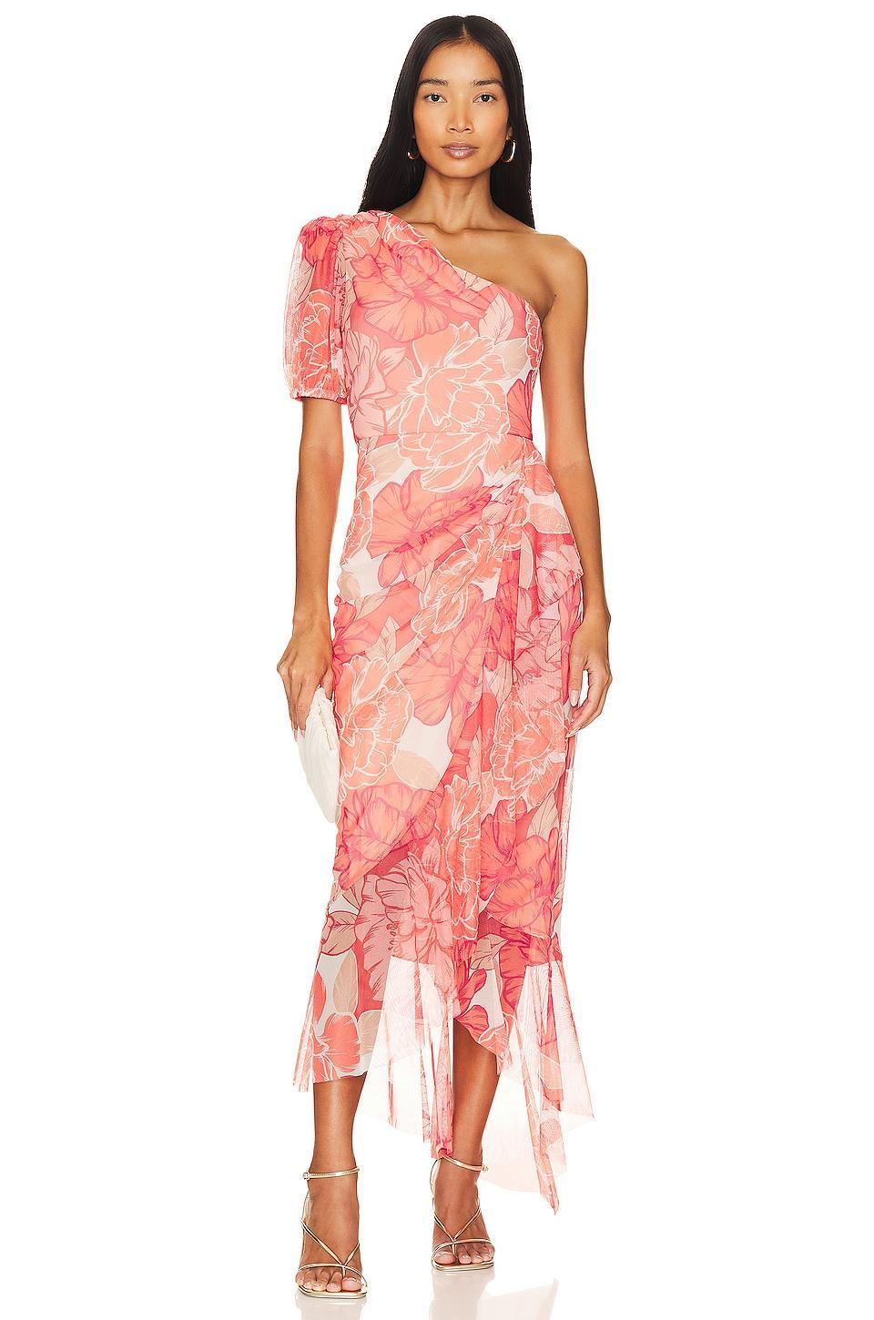 One Shoulder Midi Dress BCBGMAXAZRIA Product Image