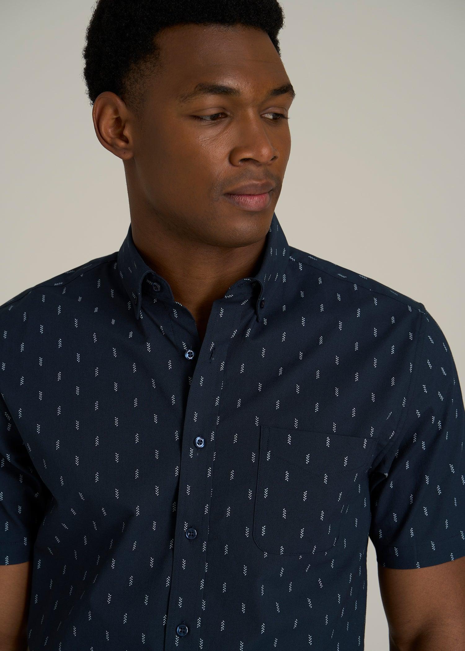 Short Sleeve Shirt for Tall Men in Navy Arrow Print Product Image