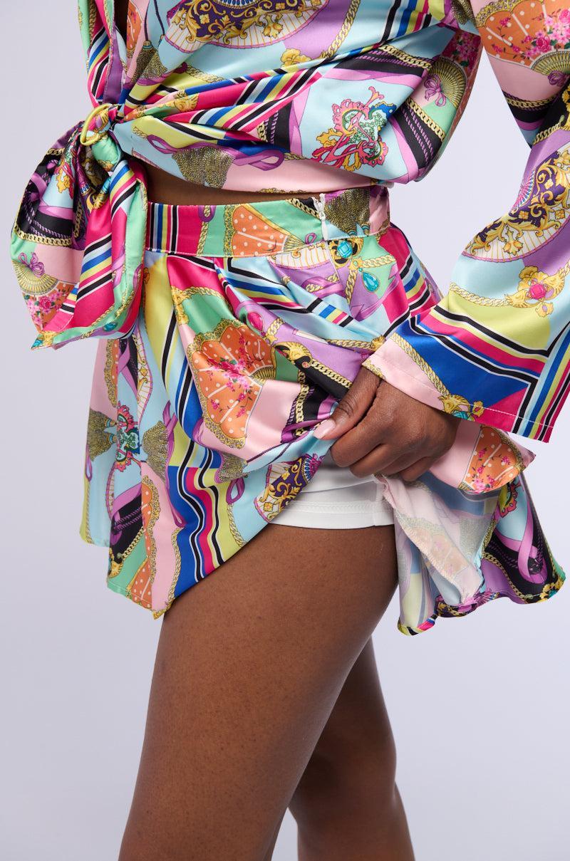 KENNA SCARF PRINT PLEATED MINI SKIRT Product Image