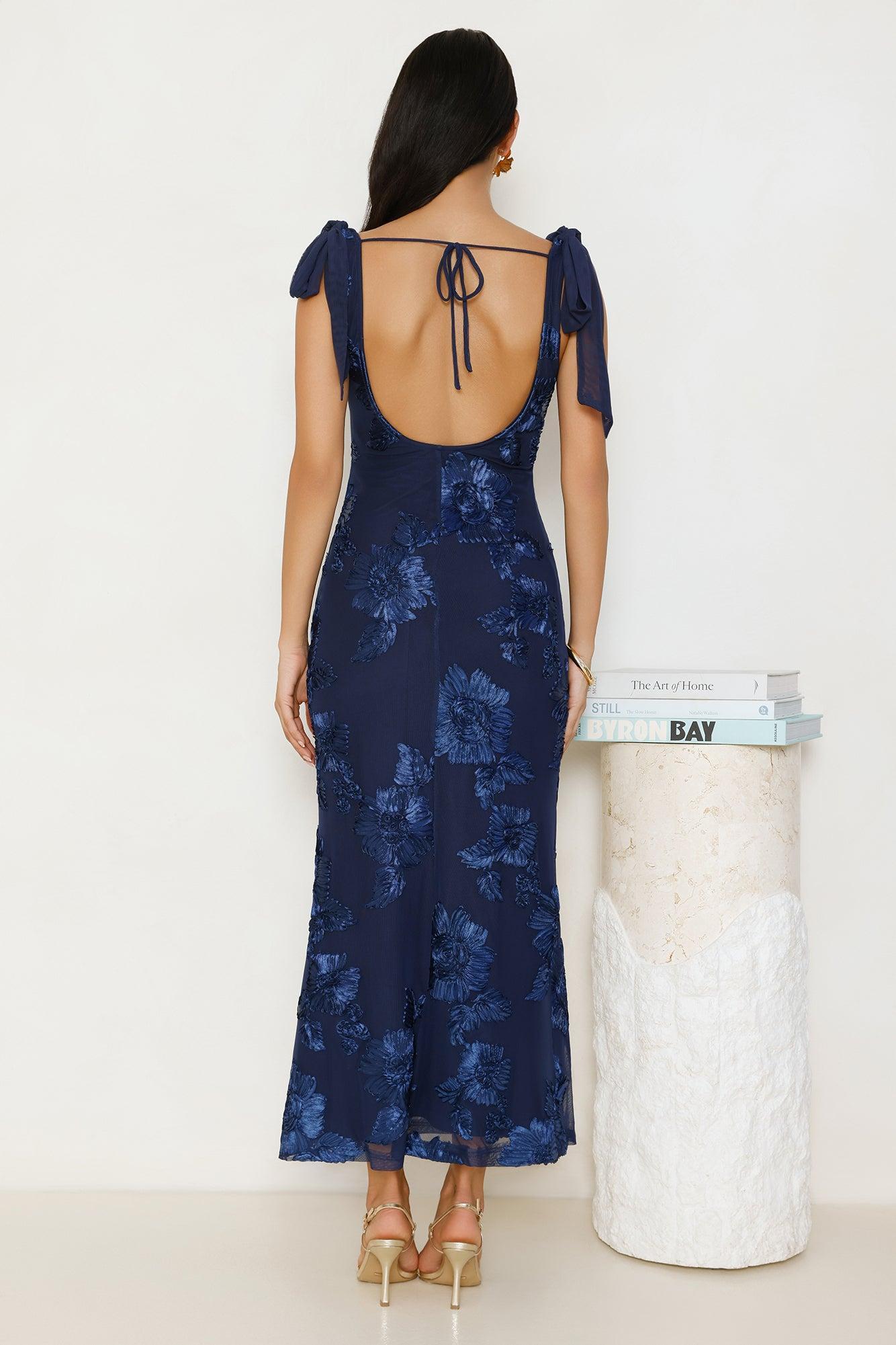 Golden Doll Mesh Maxi Dress Navy Product Image
