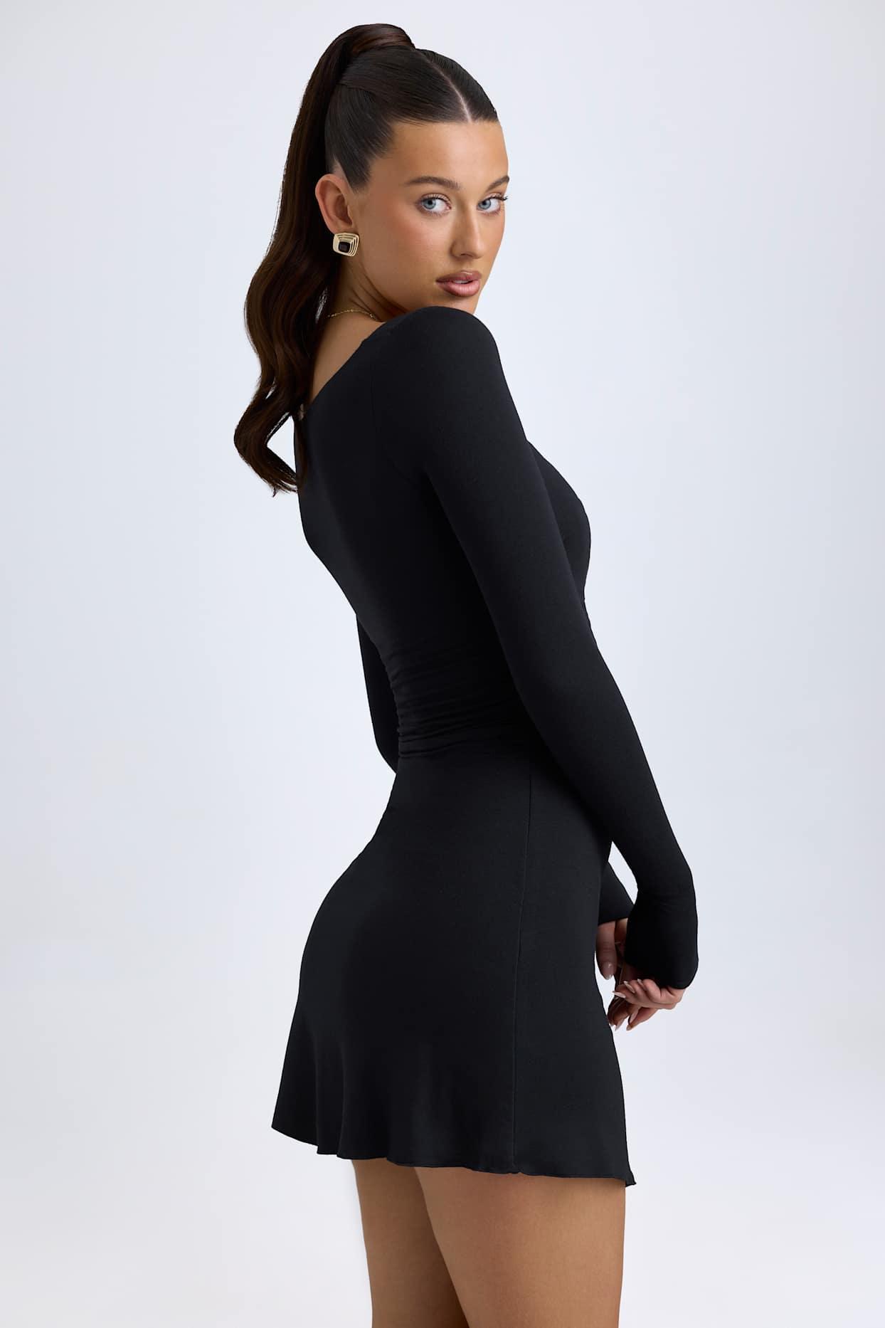 Modal Layered A-Line Mini Dress in Black Product Image