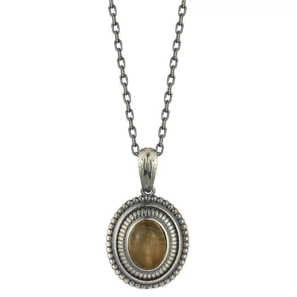 Sunkissed Sterling Oxidized Sterling Silver Oval Stone Necklace, Women's, Size: 18", Silver Tone Labradorit Product Image