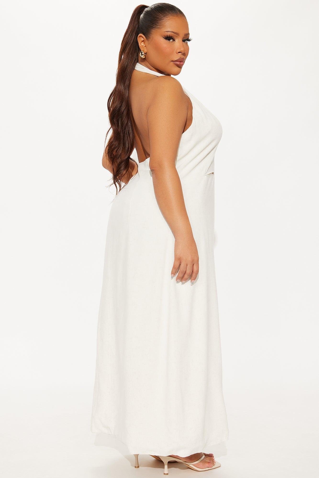 Unbothered Attitude Linen Maxi Halter Vest - Natural Female Product Image