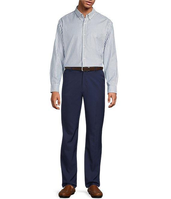 Roundtree & Yorke Long Sleeve Striped Oxford Sport Shirt Product Image