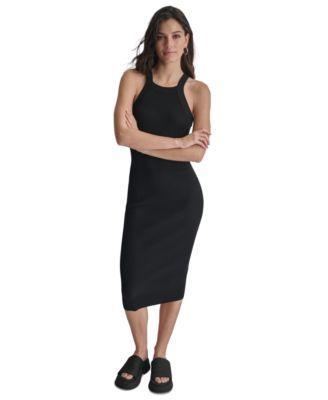 Dkny Jeans Womens Ribbed Knit Sleeveless Bodycon Dress Product Image