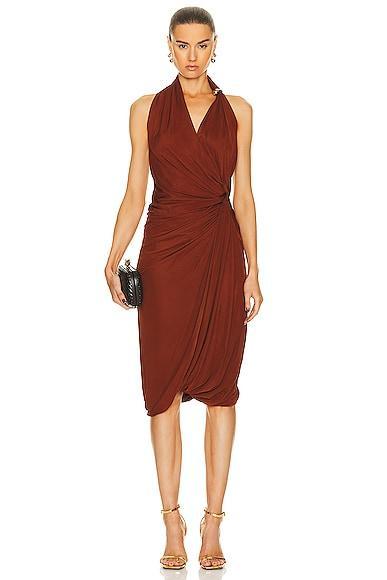 Bottega Veneta Light Weight Viscose Jersey Dress in Rust Product Image