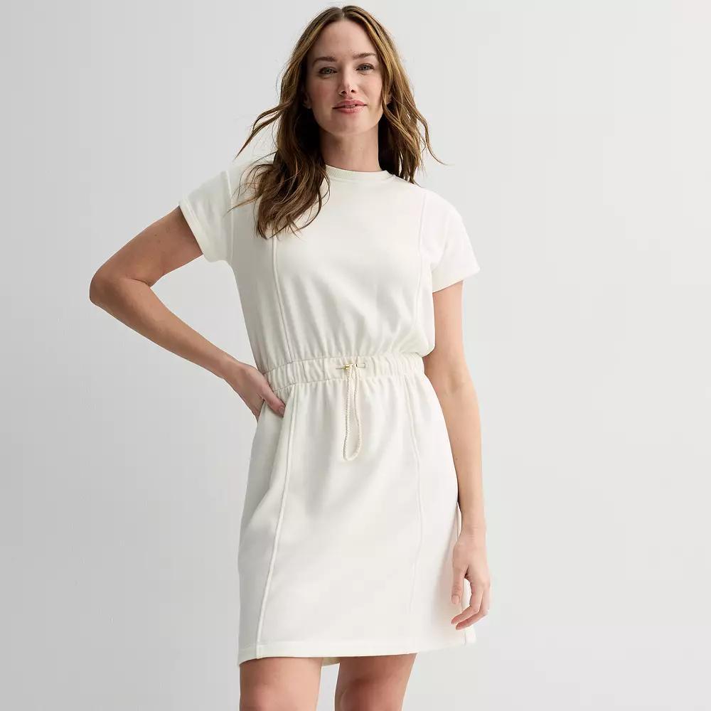 Women's Sonoma Goods For Life® French Terry Cinched Waist Dress, Size: Large, Manolo Green Product Image