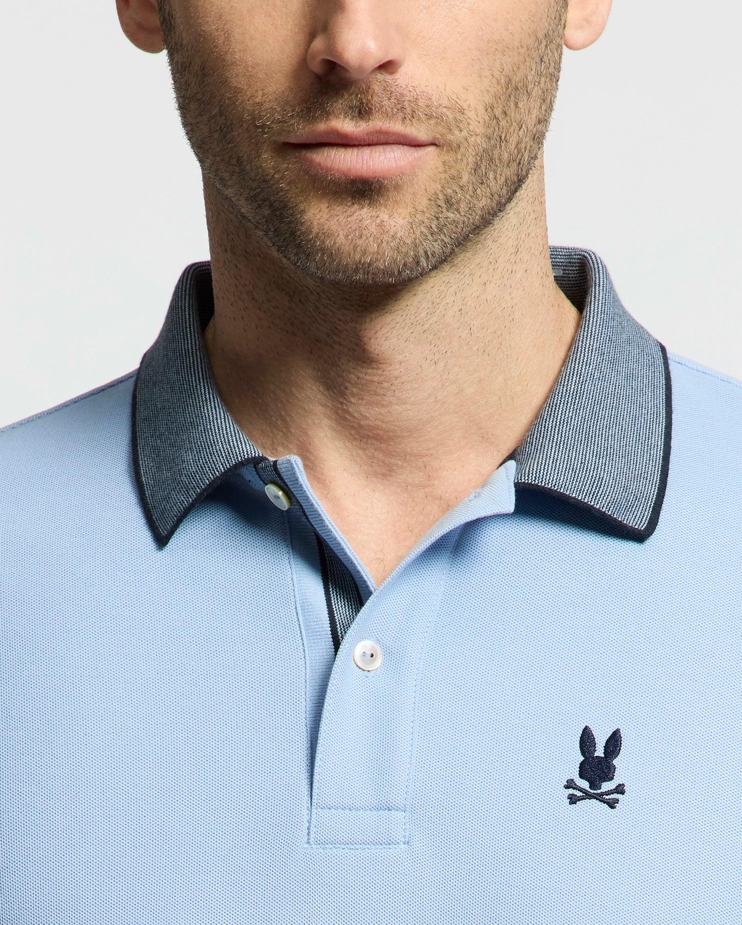 Men's Jonas Micro Stripe Collar Pique Polo 472 SERENITY / XXL Product Image
