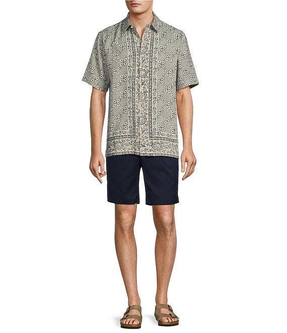 Roundtree & Yorke Short Sleeve Border Print Polynosic Sport Shirt Product Image