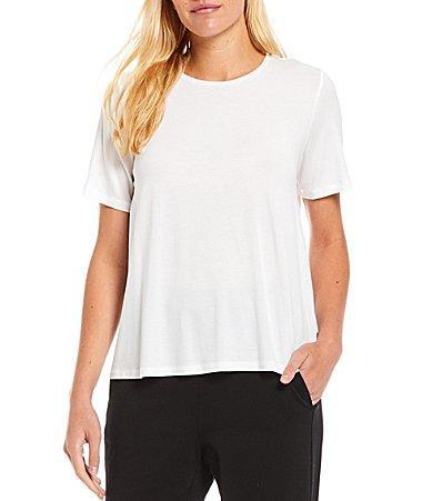 Crewneck Short-Sleeve Stretch Jersey Top Product Image