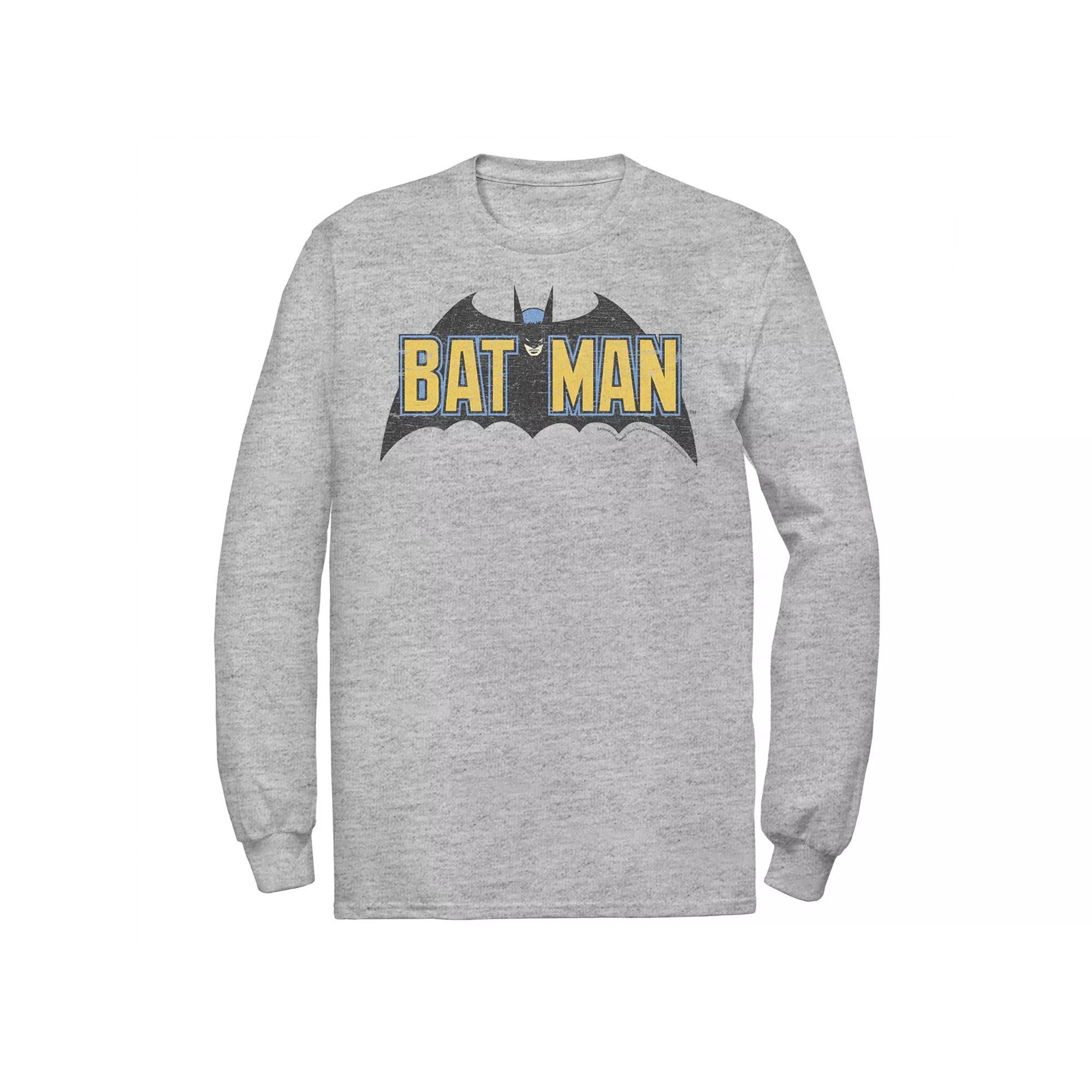 Men's DC Comics Batman Distressed Vintage Text Logo Tee, Size: Medium, White Product Image