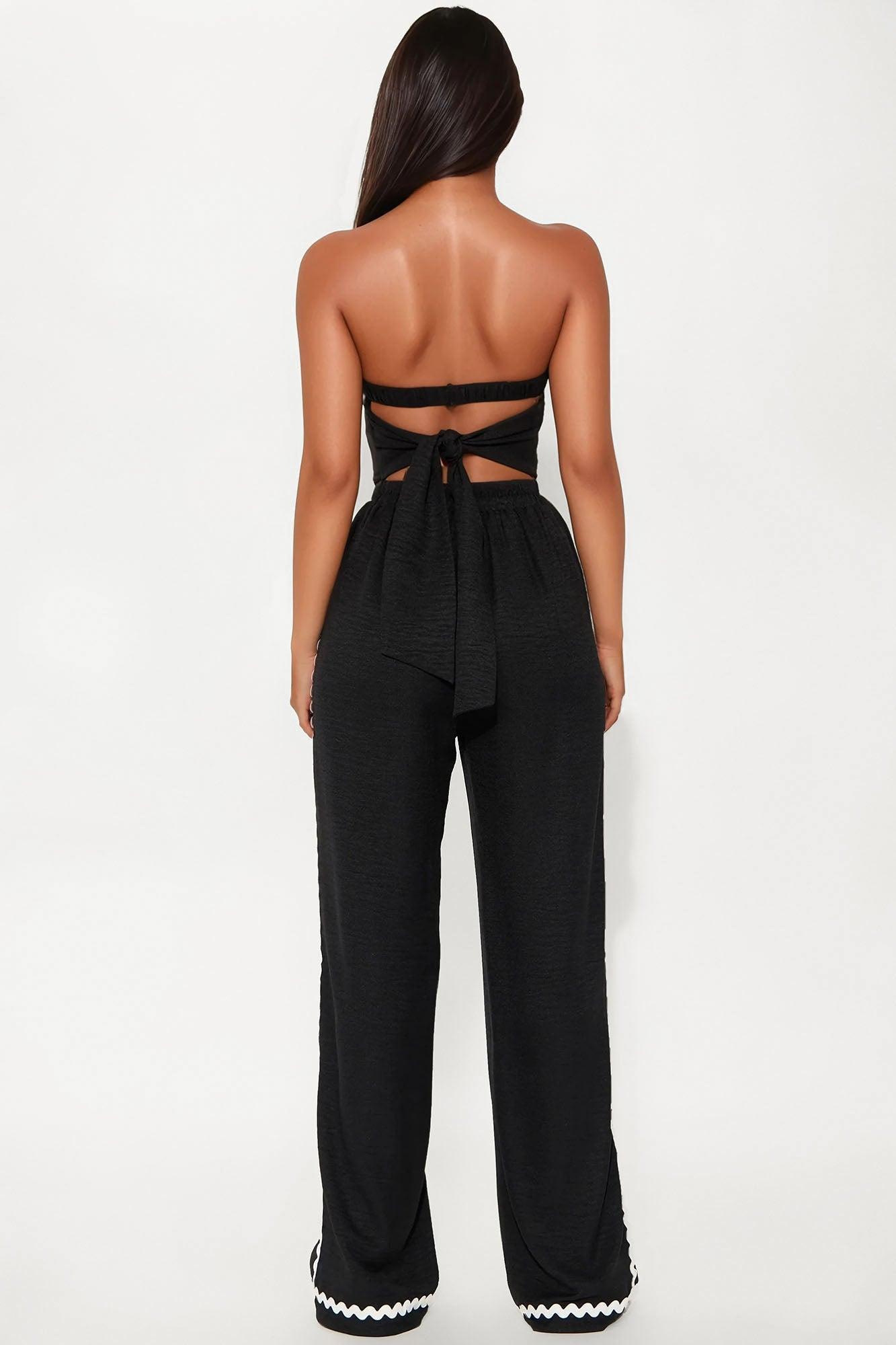 Brenda Linen Pant Set - Black Product Image