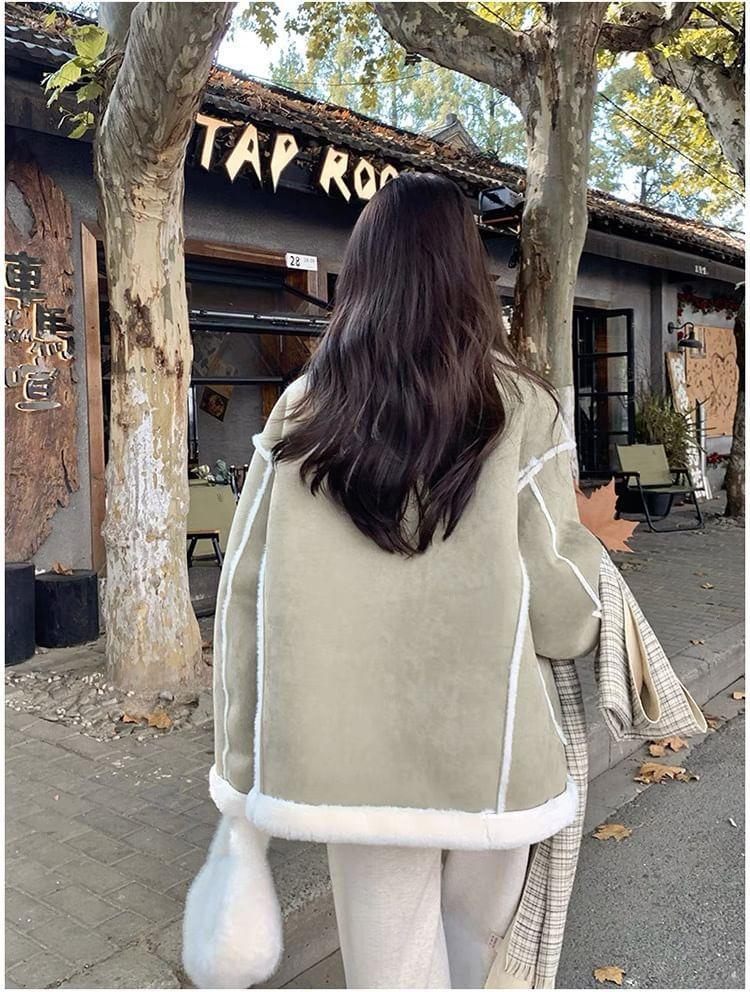 Collar Two Tone Fleece-Lined Toggle Jacket Product Image