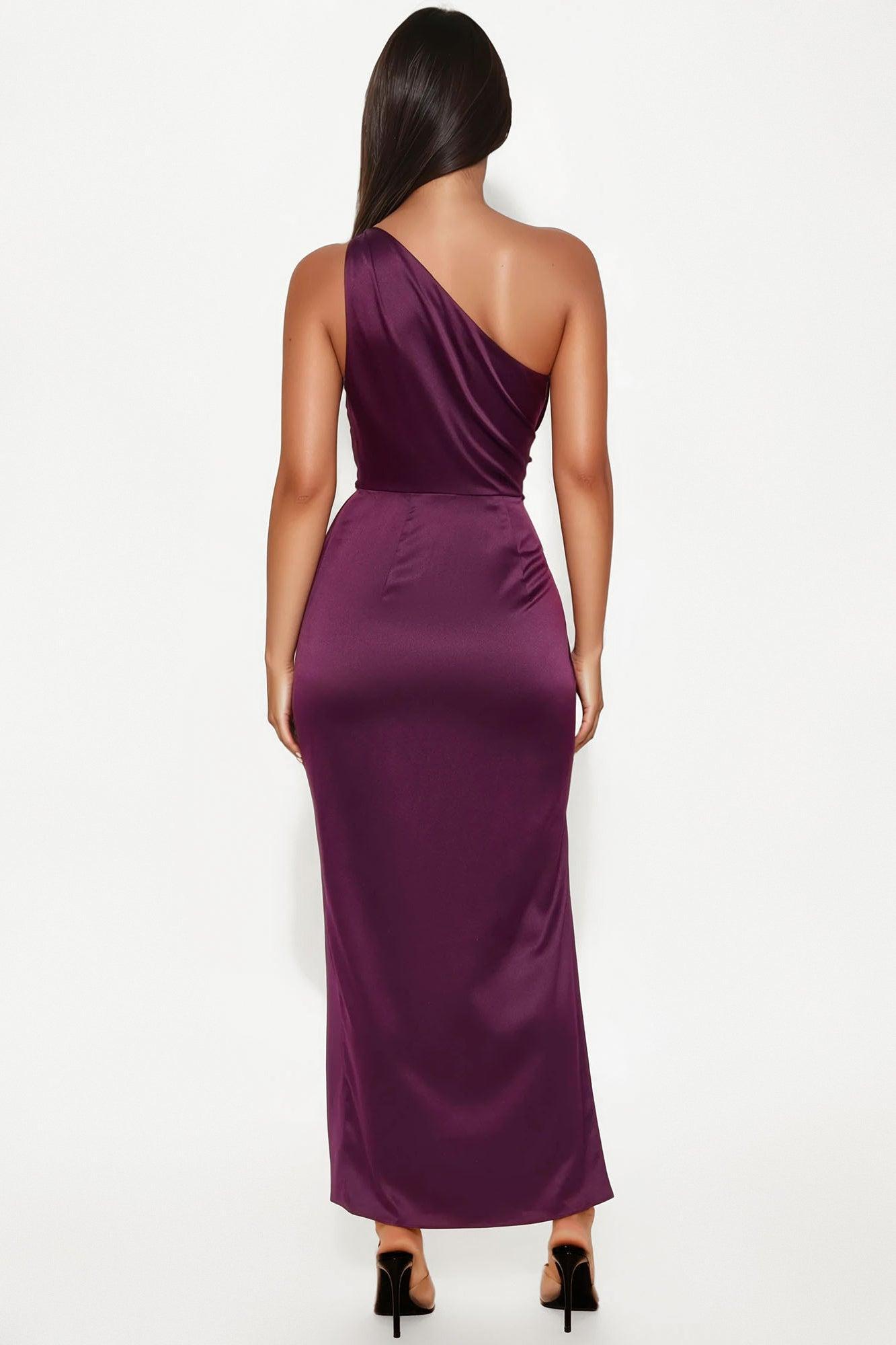 Gracie Satin Maxi Dress - Plum Product Image
