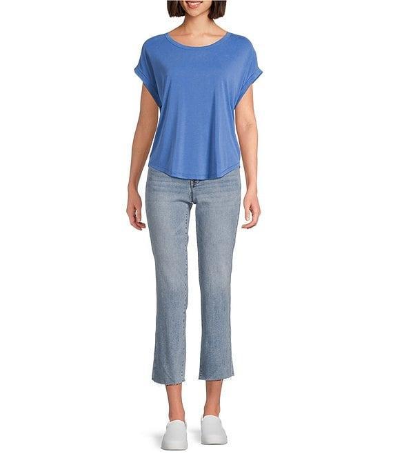 Lucky Brand Scoop Neck Short Sleeve Slouchy Round Hem T-Shirt Product Image