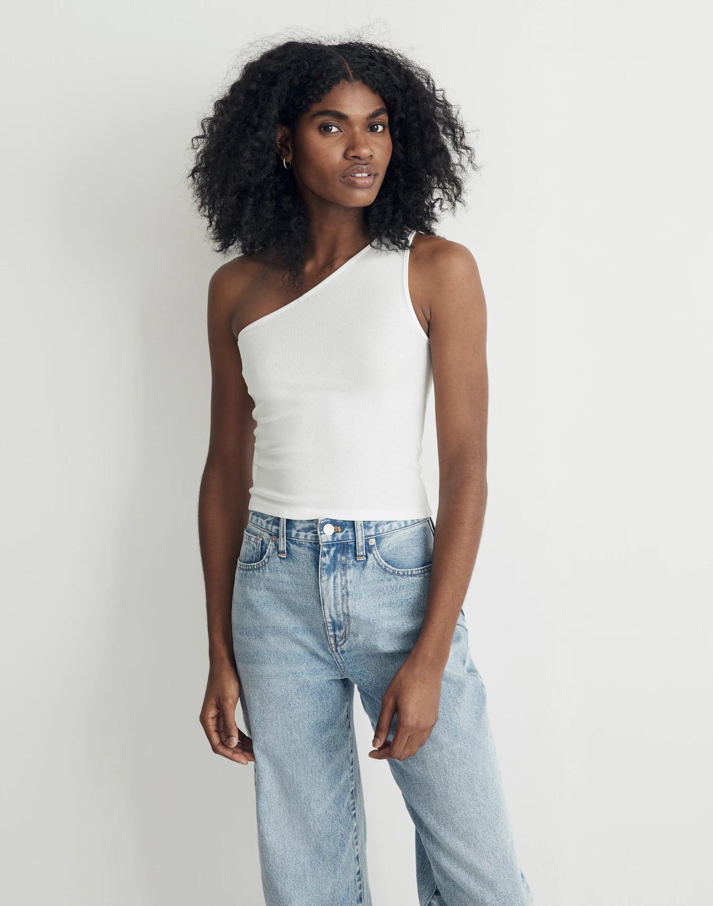 Supima® Rib One-Shoulder Tank Product Image
