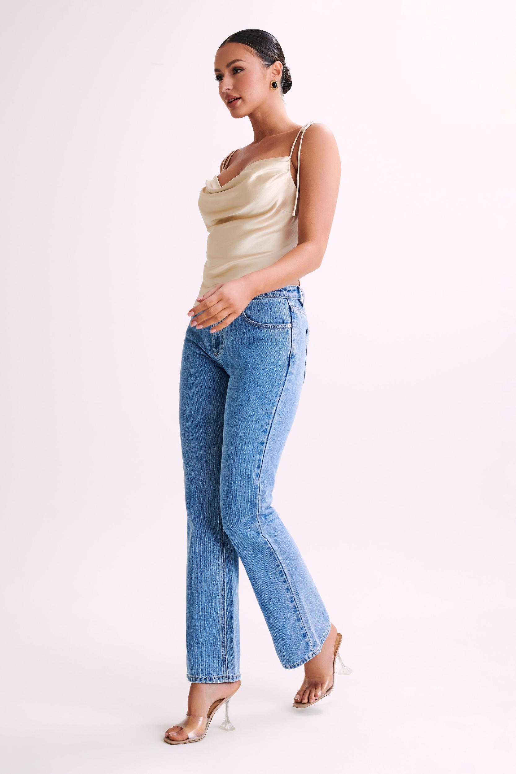 Zavani Asymmetrical Satin Camisole - Gold Product Image