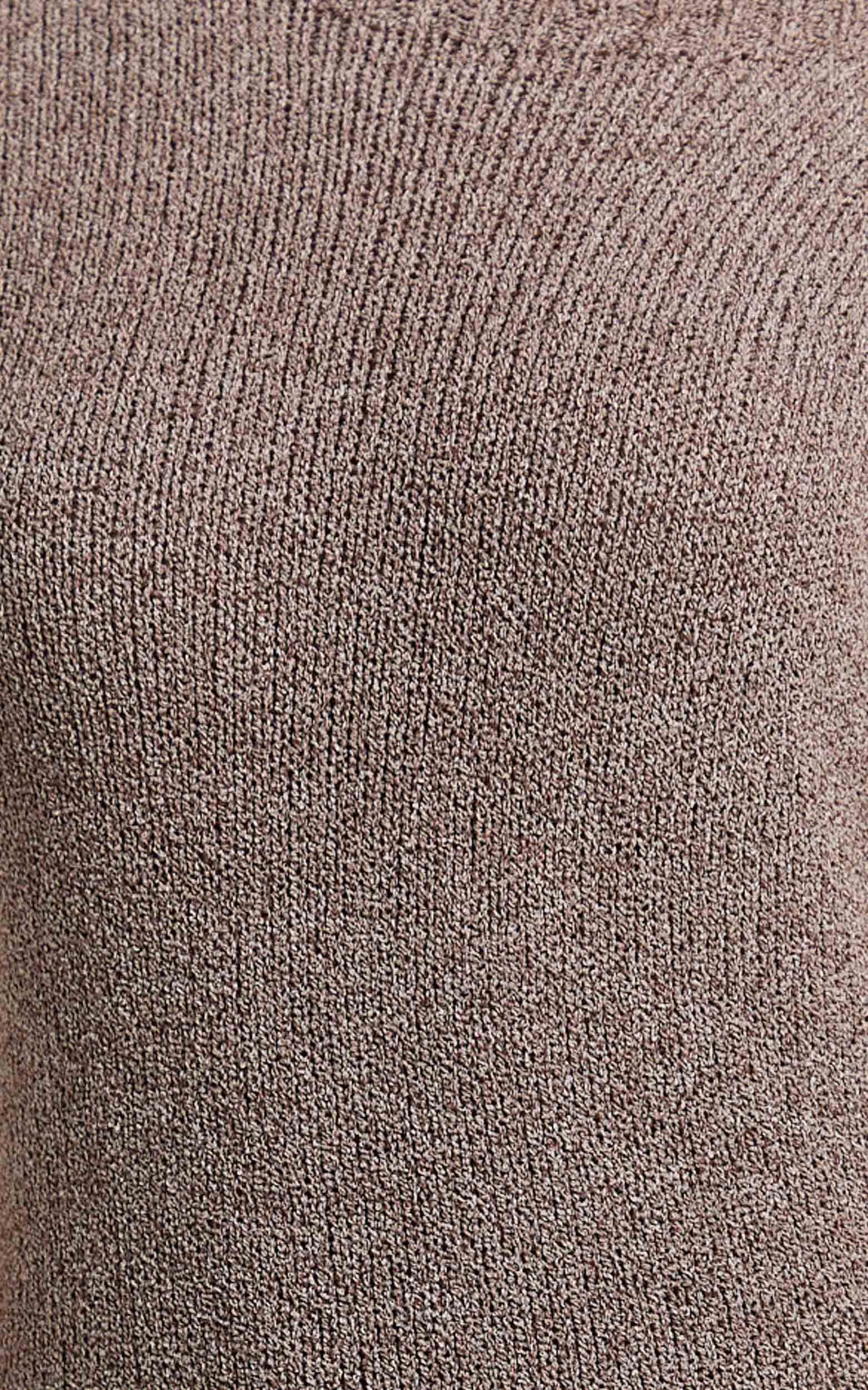 Amber Maxi Dress - Knitted T-Shirt Dress in Brown Product Image