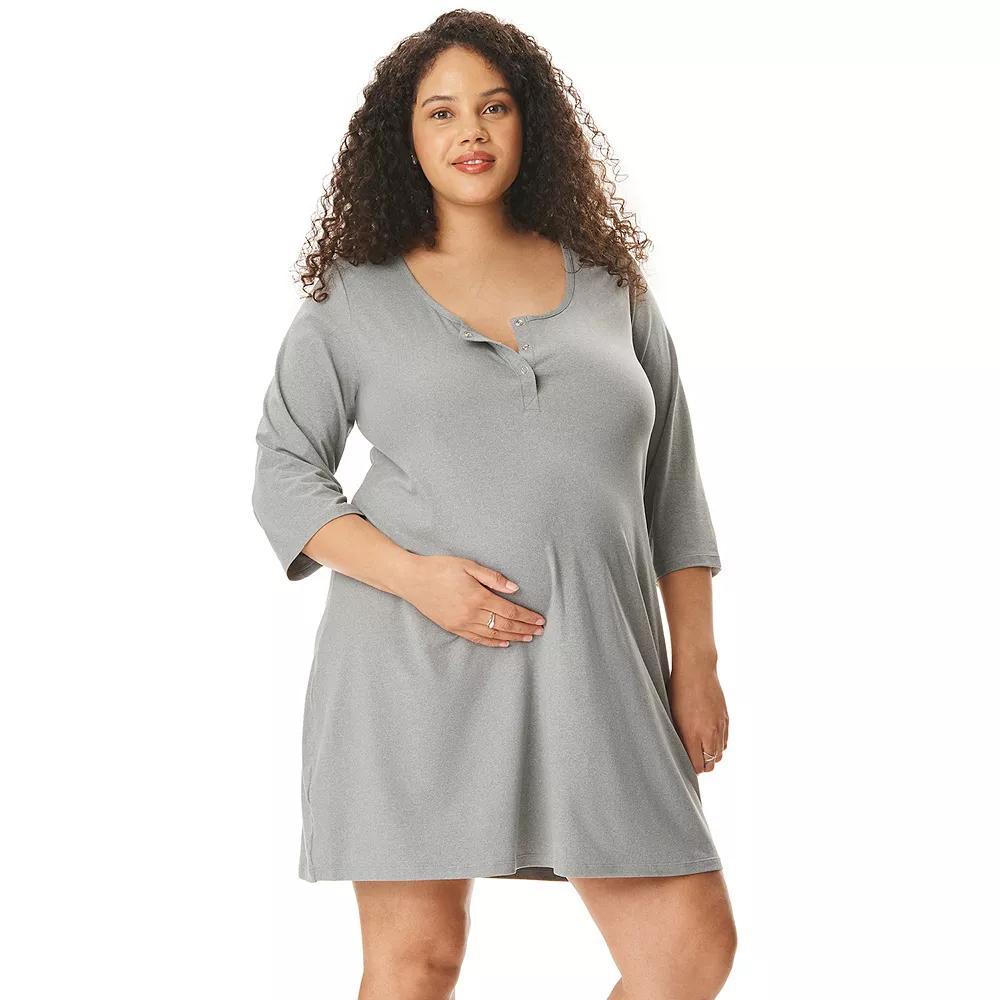 Maternity Motherhood Henley Chemise Sleep Dress, Womens Product Image