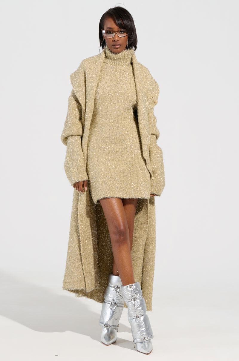 FELT A SPARK KNIT GLITTER MINI DRESS Product Image