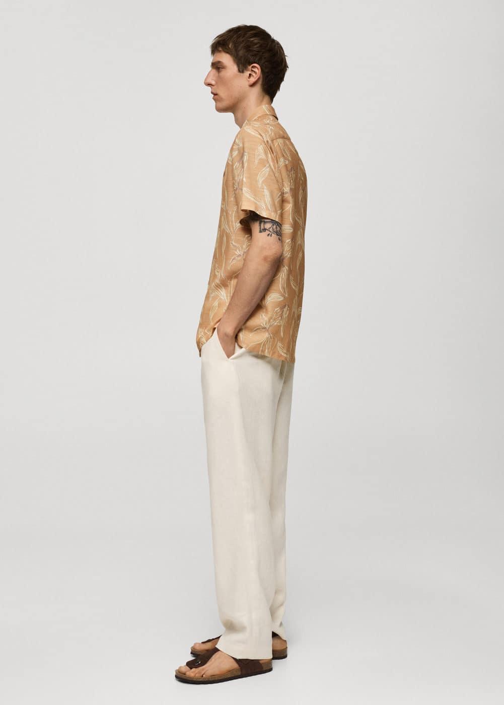 Printed fluid regular-fit shirt - Men | MANGO USA Product Image