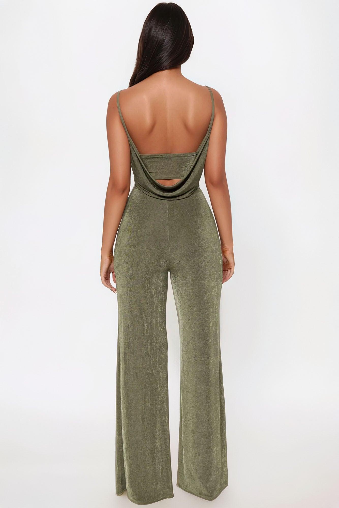 So Into You Slinky Jumpsuit - Olive Product Image