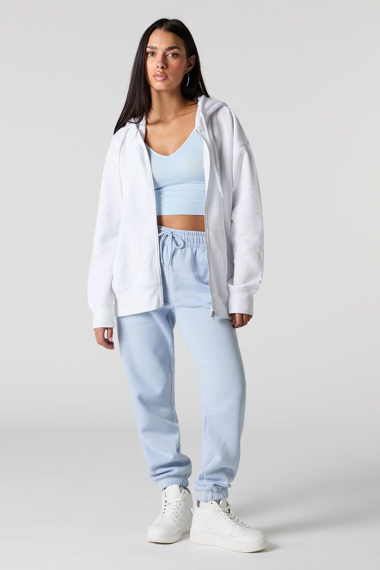 Oversized Zip-Up Fleece Hoodie Female Product Image