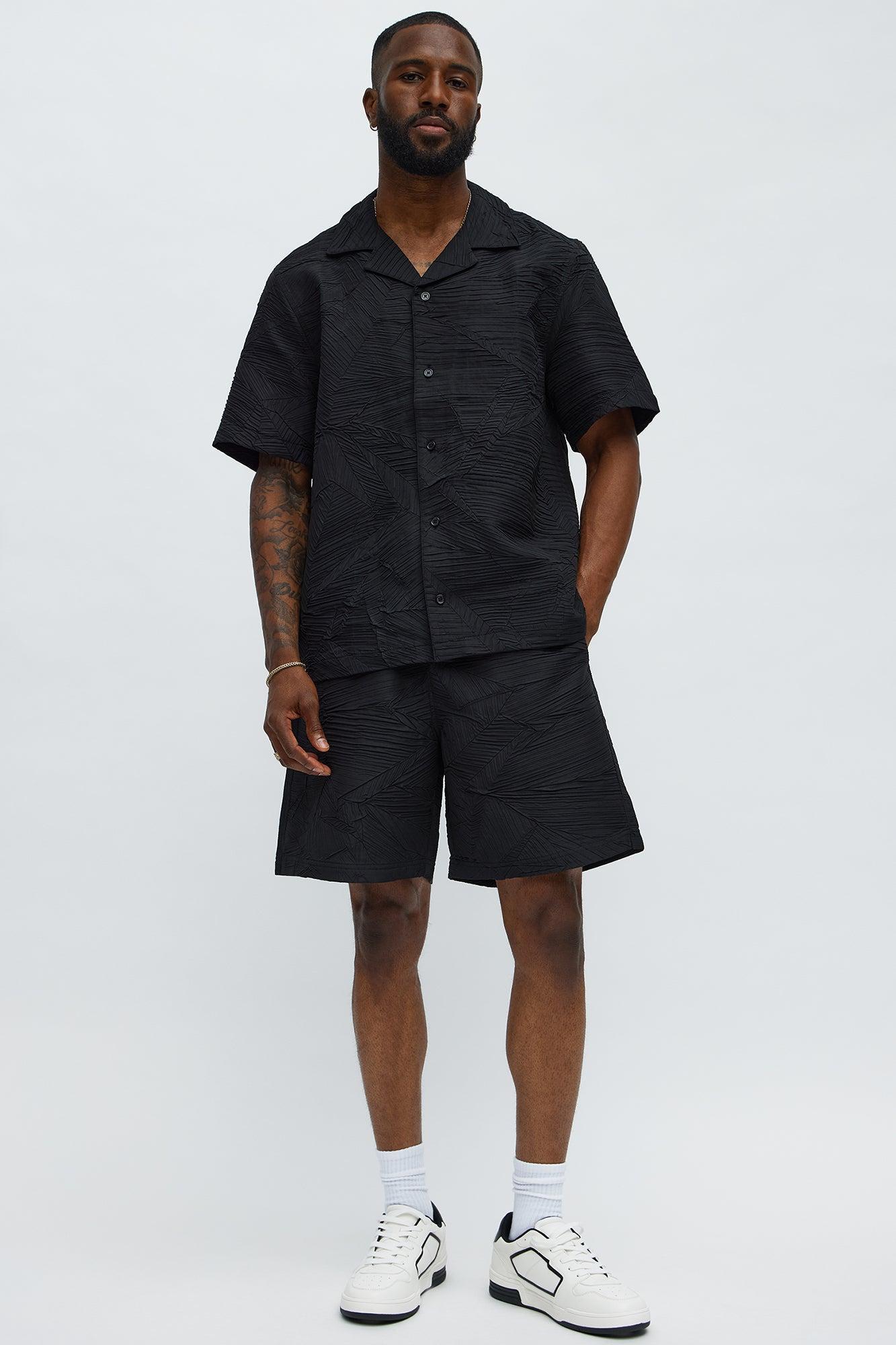 Ponce Textured Relaxed Shorts - Black Product Image