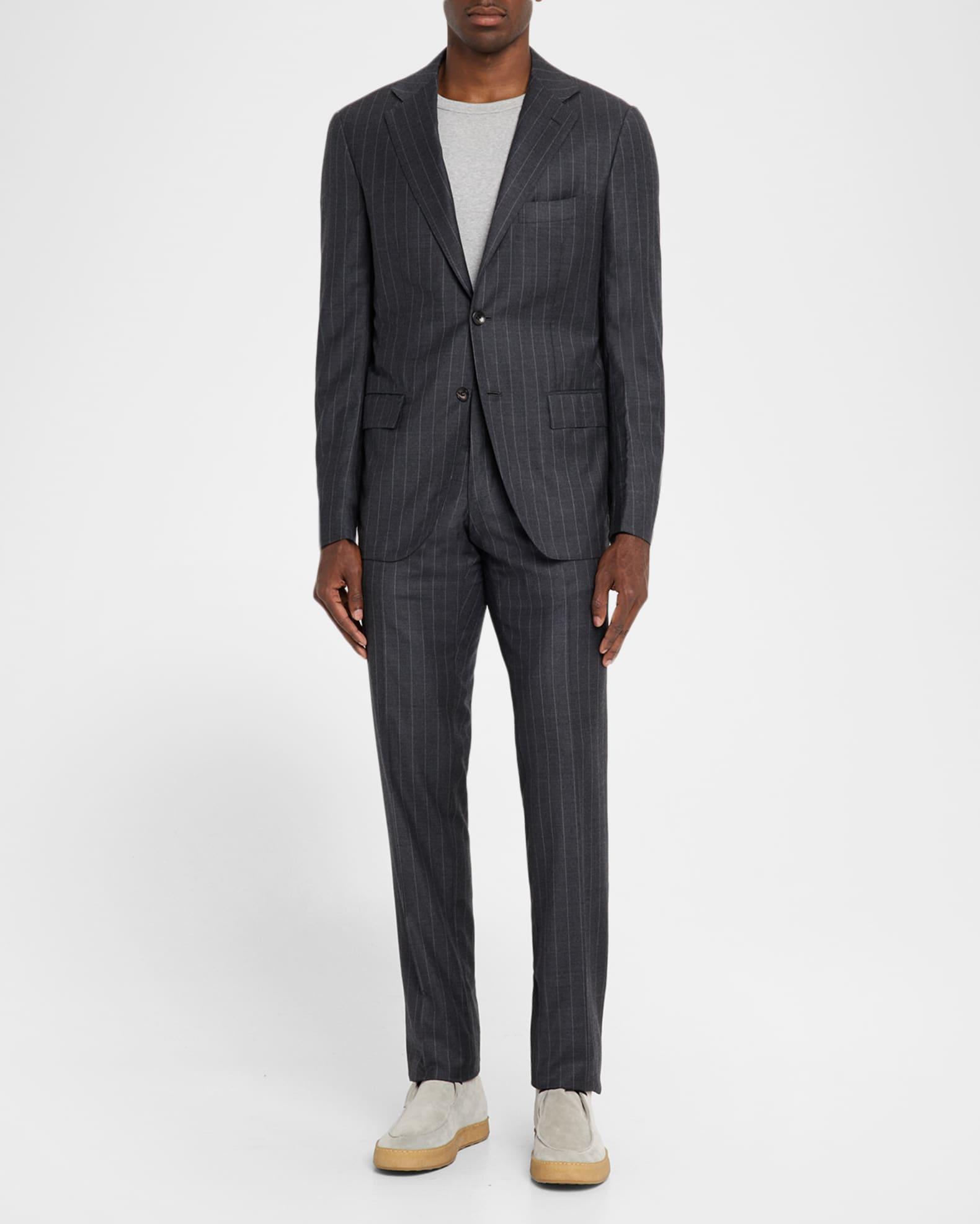 Men's Wool Pinstripe Two-Piece Suit Product Image