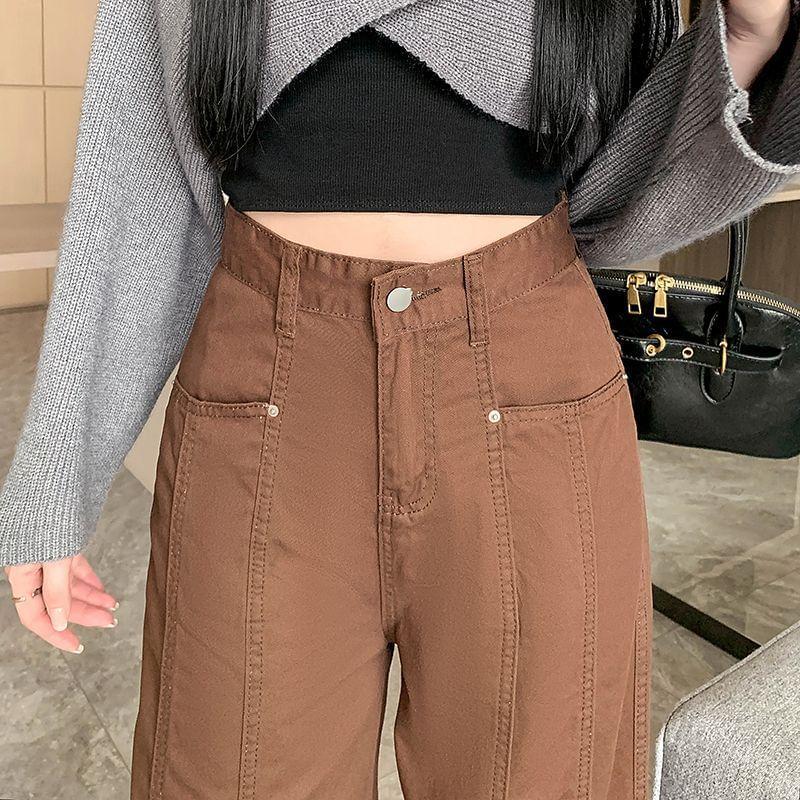 High Waist Straight-Fit Wide-Leg Jeans Product Image