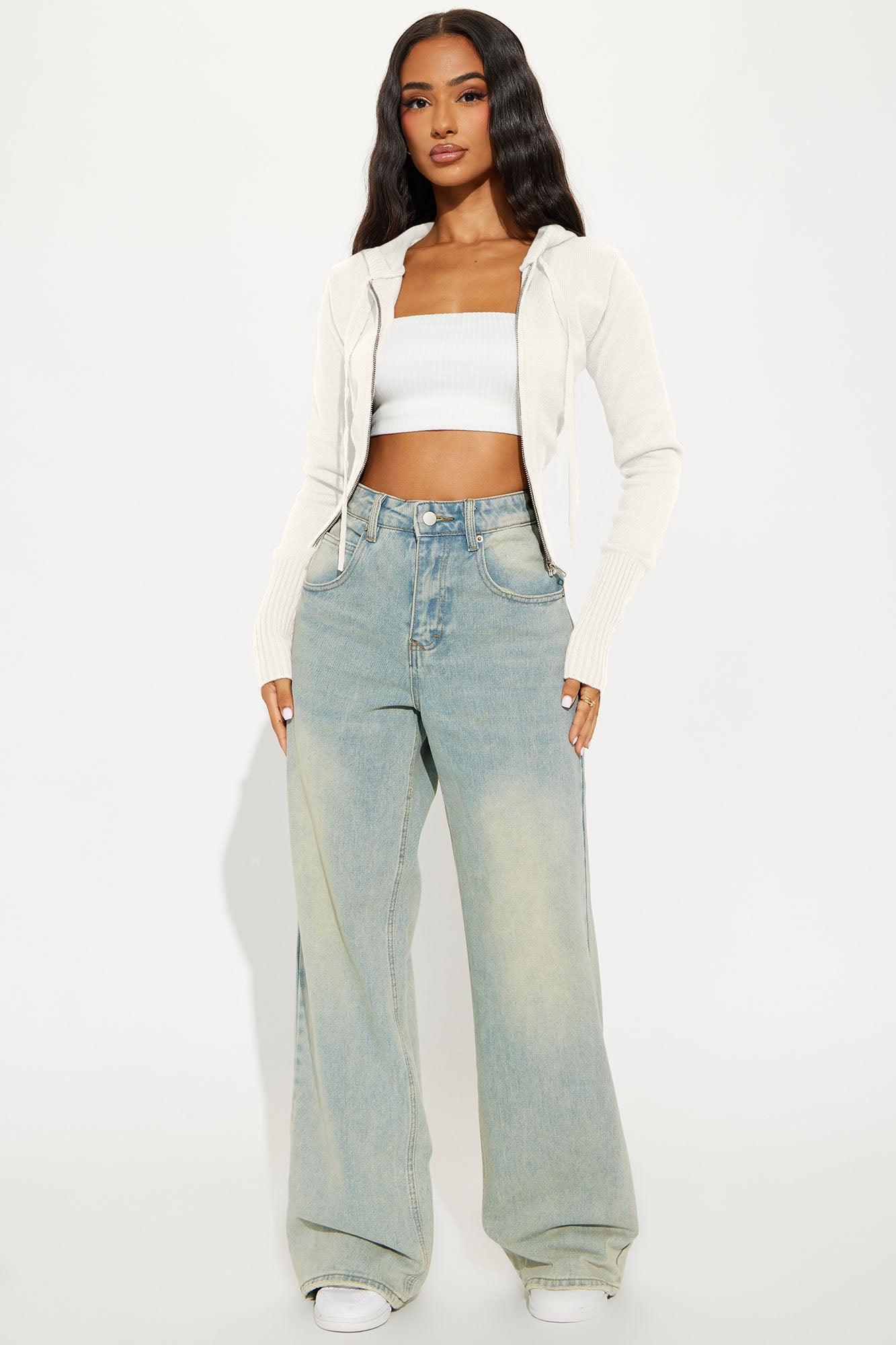 Lana Zip Up Sweater - White Female Product Image