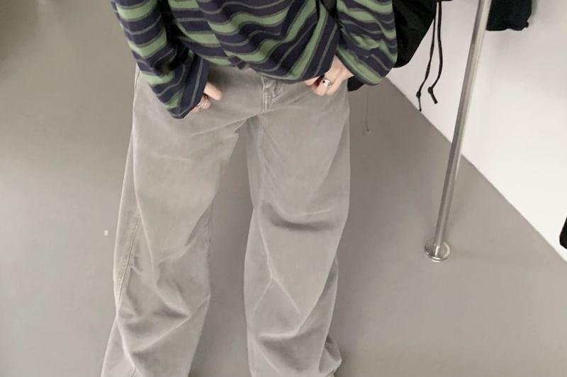 Long-Sleeve Crewneck Striped Tee Product Image